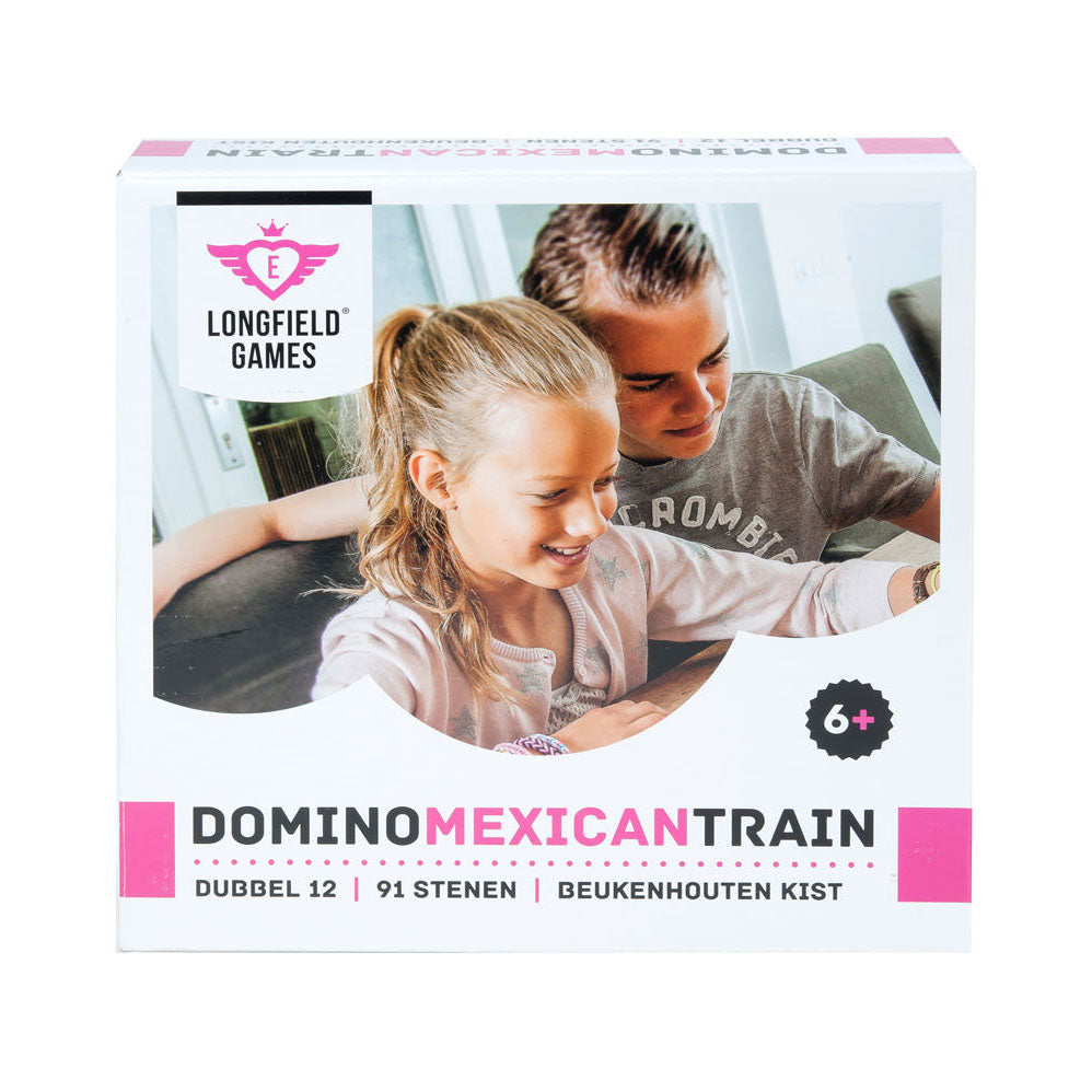 Domino mexican train in houten koffer