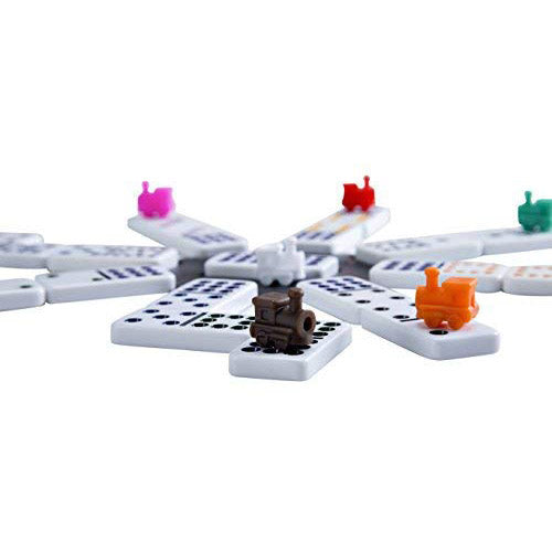 Domino mexican train in houten koffer