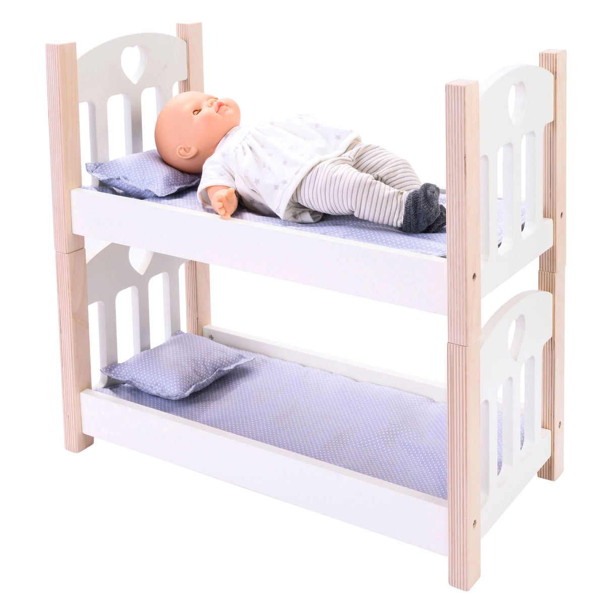 Poppen stapelbed grijs wit