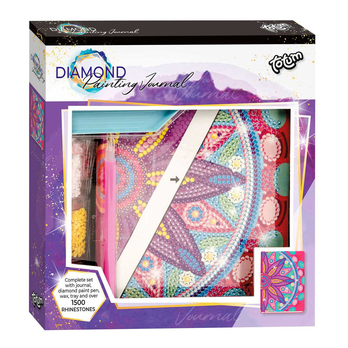 Totum diamond notitieboekje 079700 cadeautip - creatief knutselen schrijfboek - diamond painting mandala vanaf 6 jaar