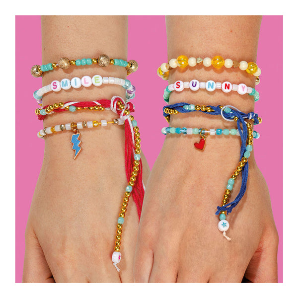 Totum xl armbandjes knutselset - 50 armbandjes maken 1700+ stuks - design shine happy bracelets fashion knutselset cadeau tip creatief speelgoed meisjes vanaf 6 jaar