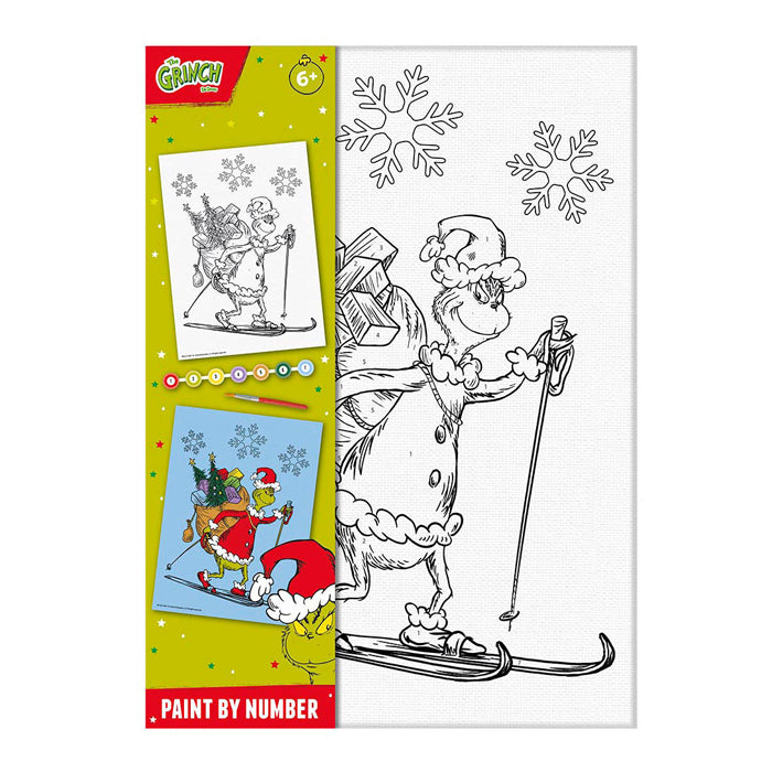 Totum the grinch - canvas schilderen op nummer the grinch - a4 formaat schilderijtje maken - knutselset jongens en meisjes vanaf 6 jaar incl. versftrip en penseeltje - cadeau tip