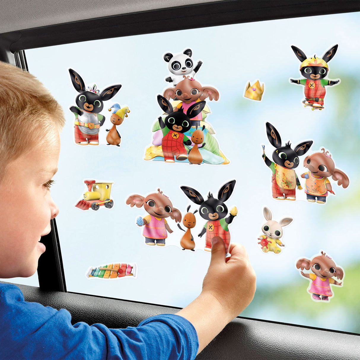 Totum bing raamstickers, niet permanente verplaatsbare stickers met speelachtergrond - educatief speelgoed junior vanaf 3 jaar - bambolino toys