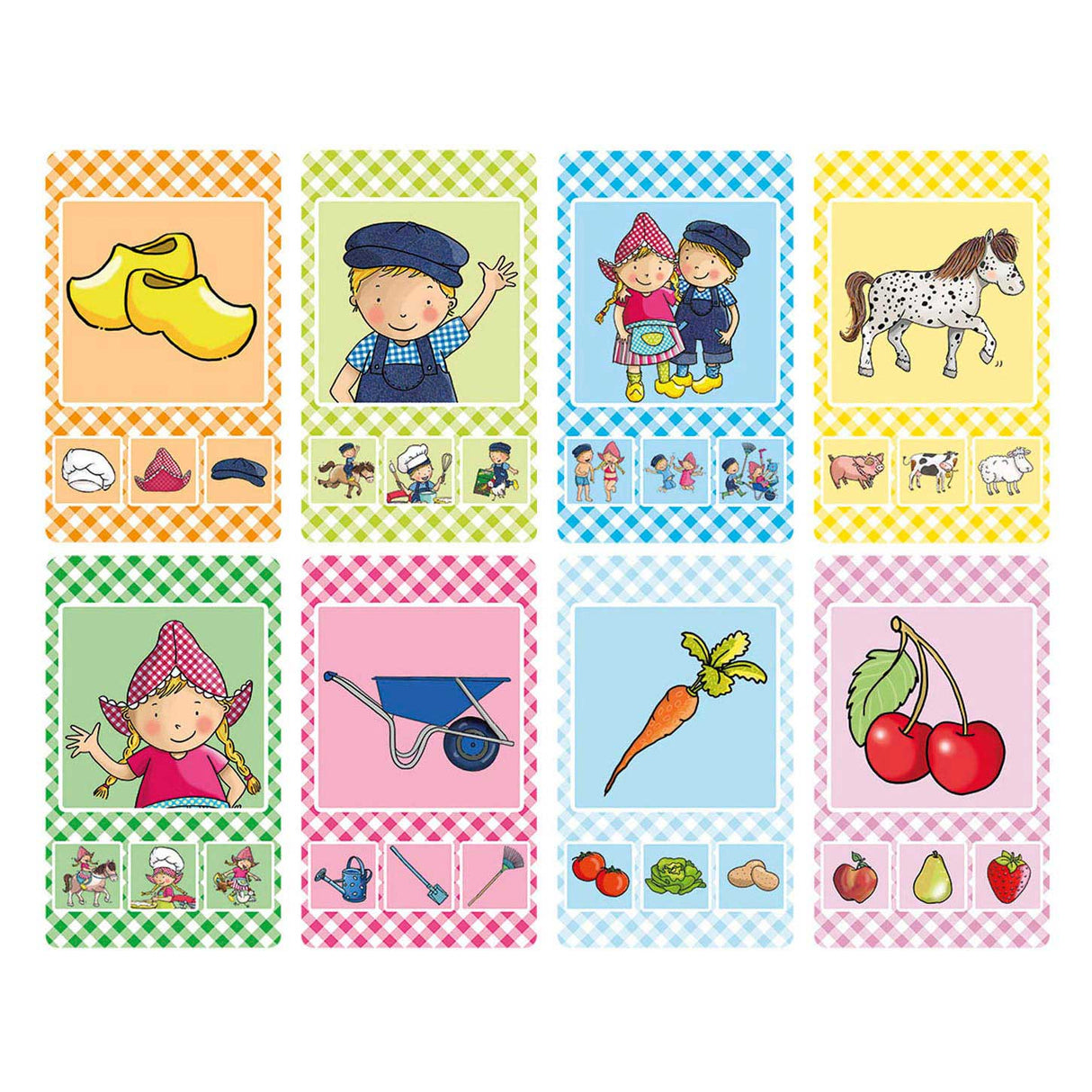 Fien teun kwartet - boerderij thema, educatief spel cadeautip - 32 kaarten, 8 kwartetten - vanaf 3 jaar - bambolino toys
