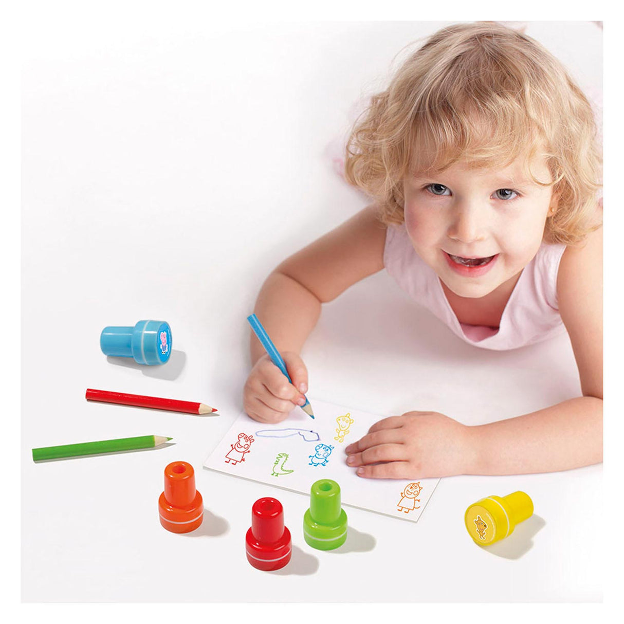Totum peppa pig creatieve knutselset met stempels, potloden en stickers - educatief speelgoed junior creatief knutselen stempelen knutselen