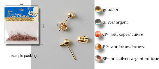 Darice • oorstekers 4mm 22 sets copper plated