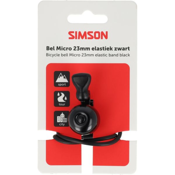 Simson bel micro 23mm elastiek bevestiging zwart