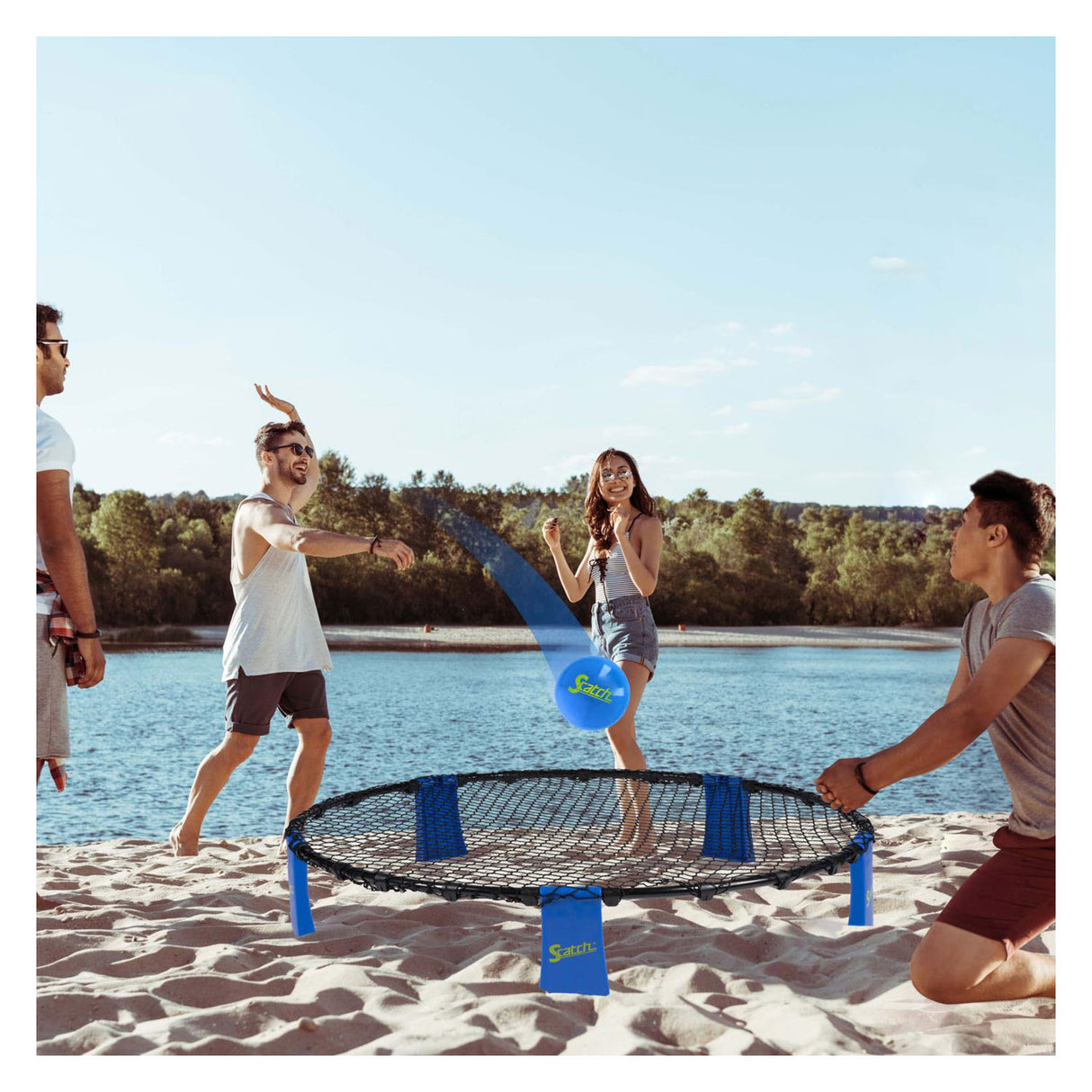 Vang-en werp spel spyderball | blauw | 90cm