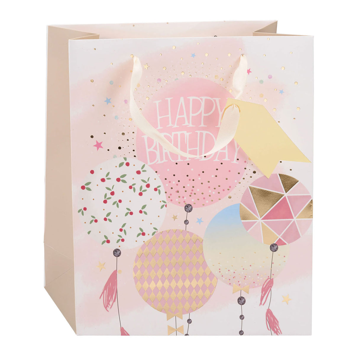 Edco verjaardag cadeautas - ca. 32x26x12 cm - cadeautas happy birthday - geschenk tas verjaardag met handvatten - cadeauverpakking voor verjaardag cadeaus - assorti design - 1 willekeurige tas