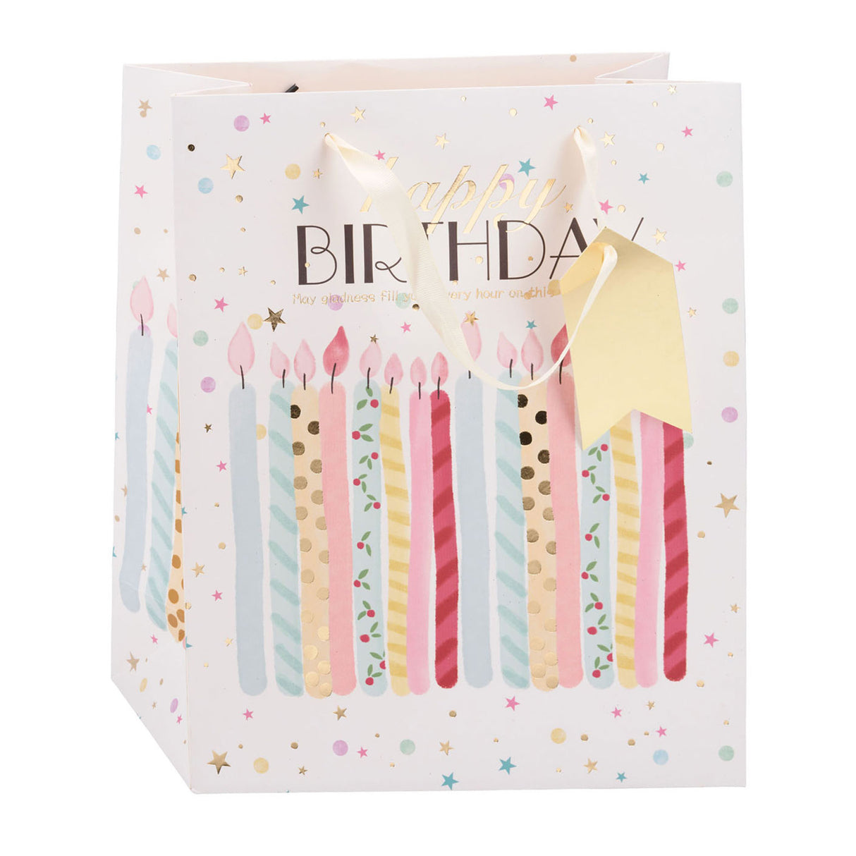 Edco verjaardag cadeautas - ca. 32x26x12 cm - cadeautas happy birthday - geschenk tas verjaardag met handvatten - cadeauverpakking voor verjaardag cadeaus - assorti design - 1 willekeurige tas
