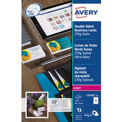 Avery visitekaartjes a4 270 g m² satijn ultrawit 25 vellen