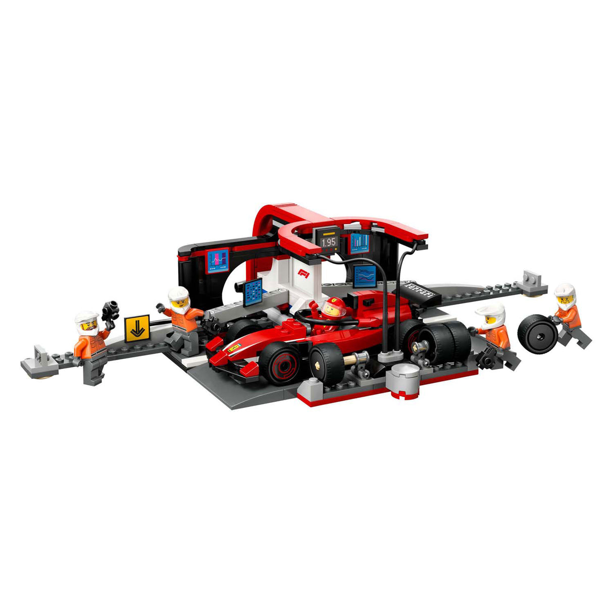 Lego city f1 pitstop en pitcrew met ferrari auto - 60443