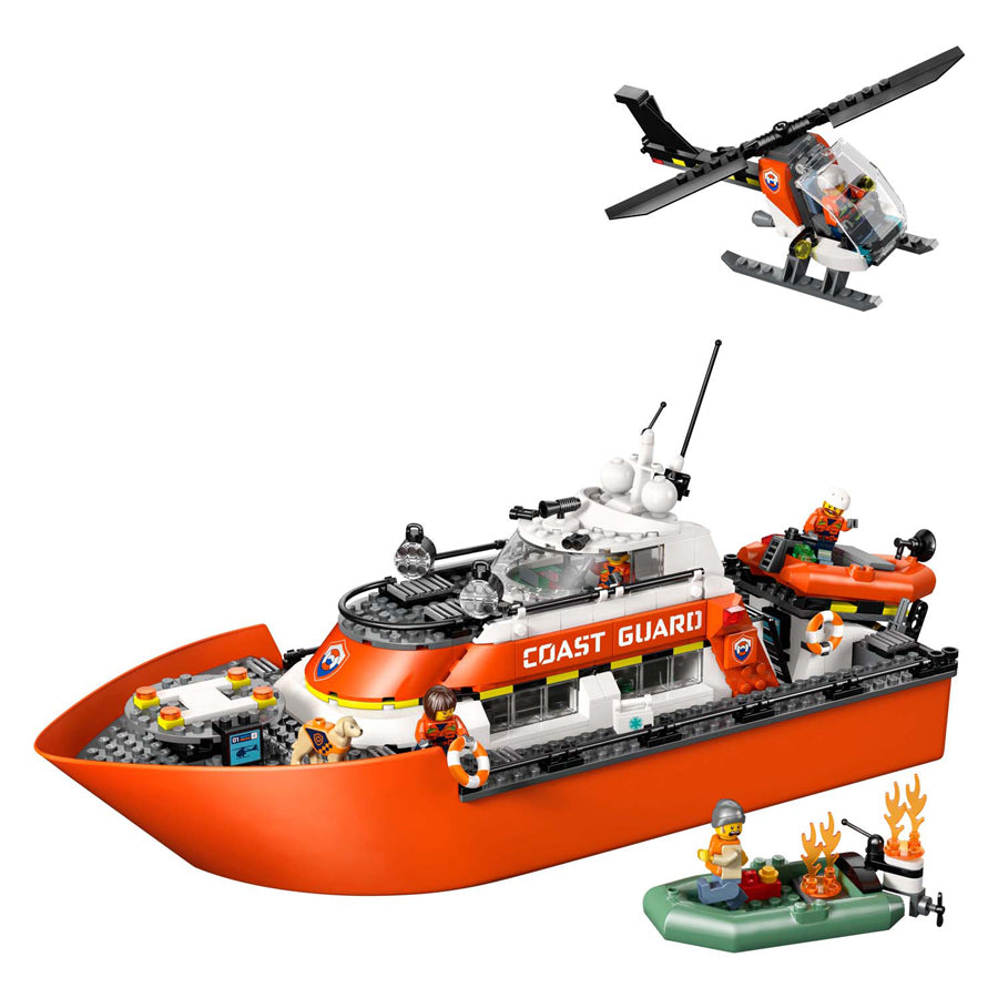 Lego city exploration - kustwacht reddingsboot - met helikopter
