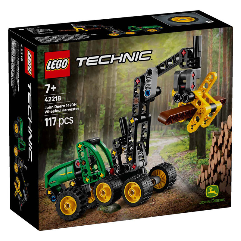Lego ® technic john deere 1470h houtoogstmachine - werkende klauw en boomstam - modelbouwspeelgoed - 42218