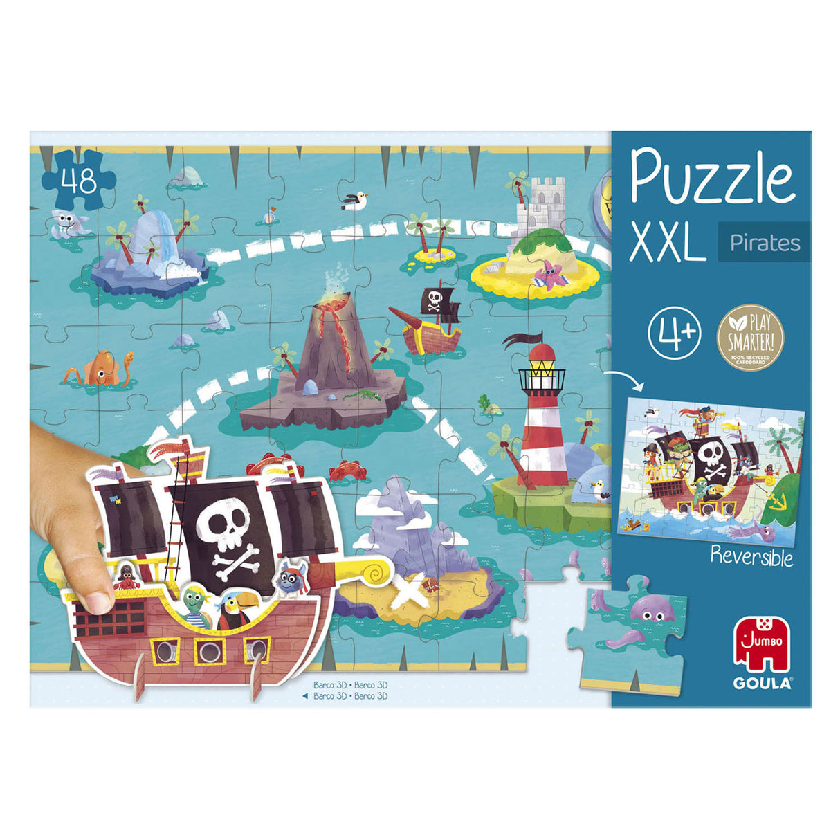 Goula kinderpuzzel diset xxl piratenboot 48 onderdelen