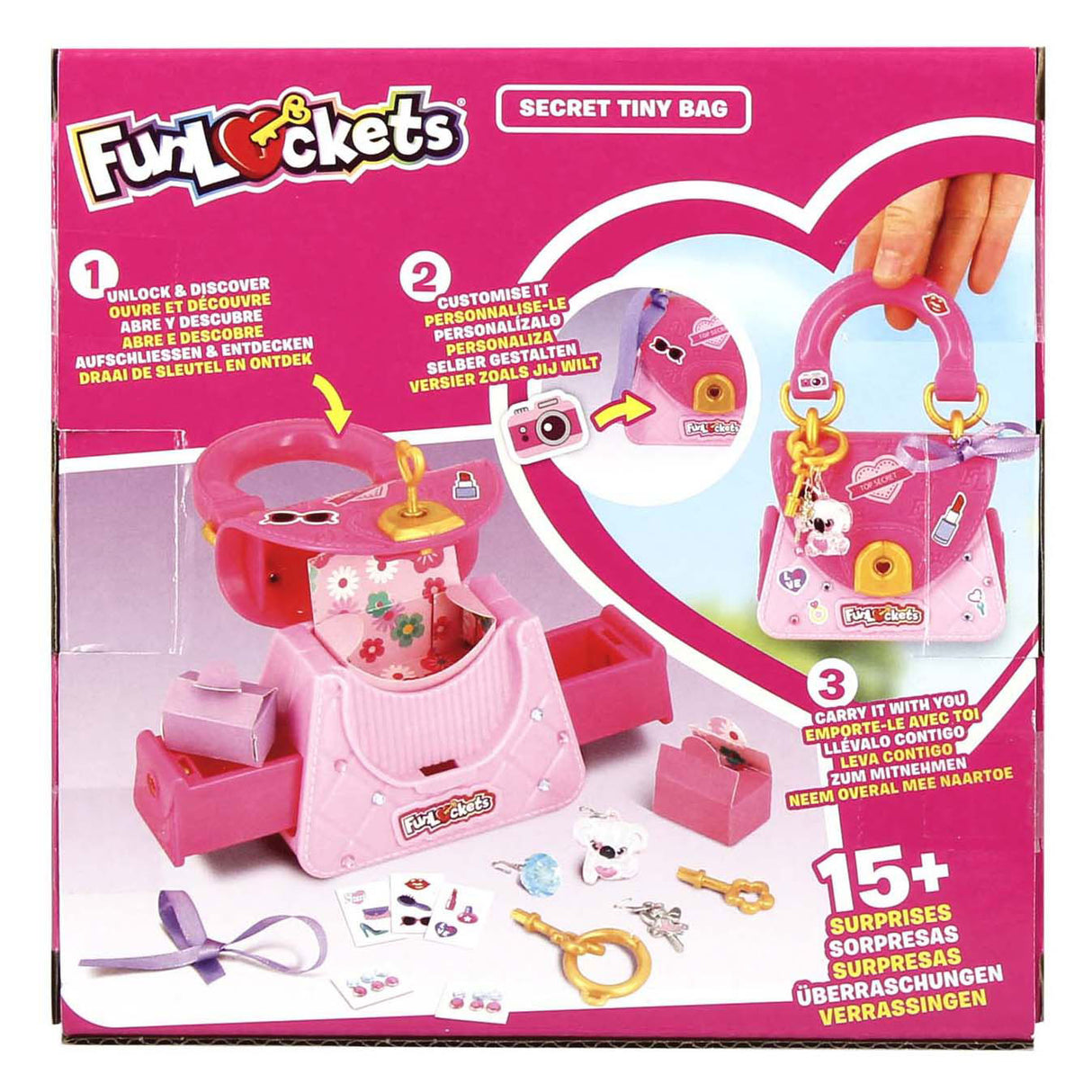 Funlockets jumbo - - mini geheim tasje - tiny bag - tasje met geheimen vakjes - vanaf 5 jaar - met 15+ verrassingen