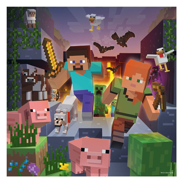 Ravensburger puzzel minecraft biomes - legpuzzel - 3x49 stukjes