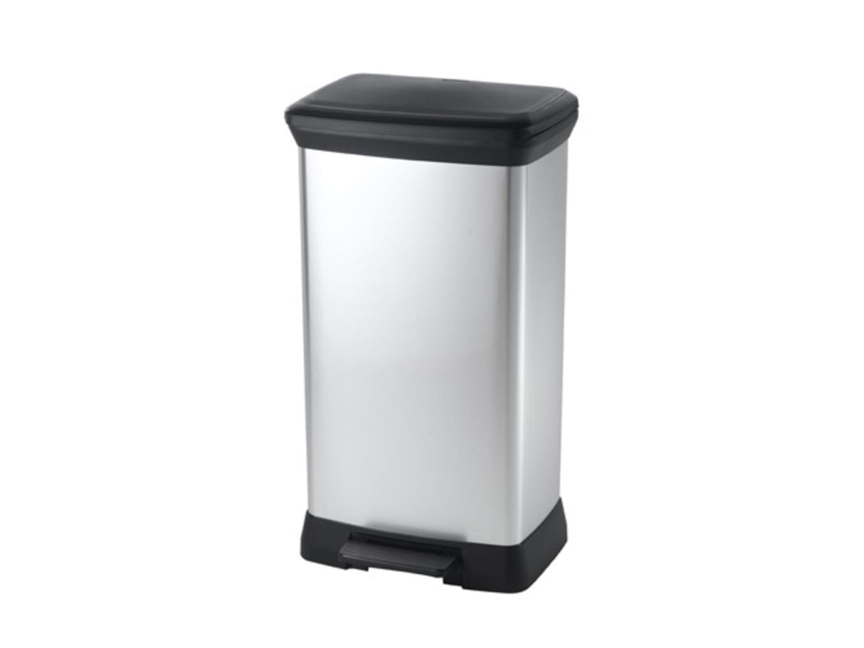 Curver decobin prullenbak - 50l - 39x29x72 cm - zilver metallic