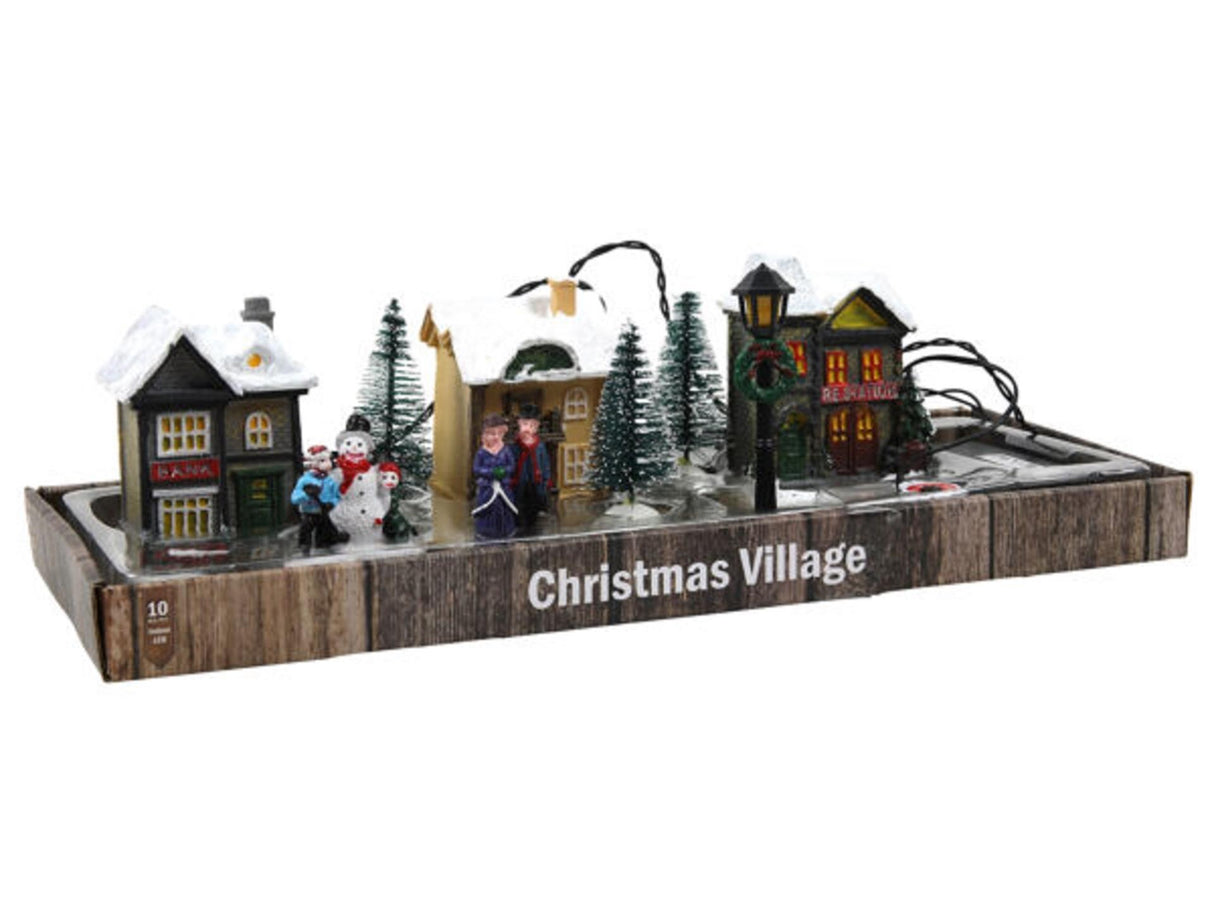 Svenska living kerstdorp poly met verlichting 10-delig