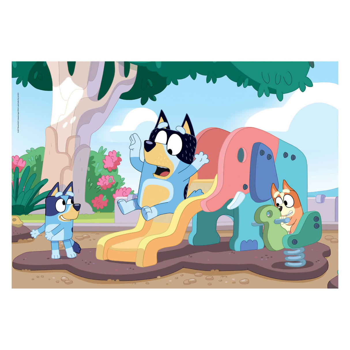 Clementoni legpuzzel bluey op de glijbaan, 104st.