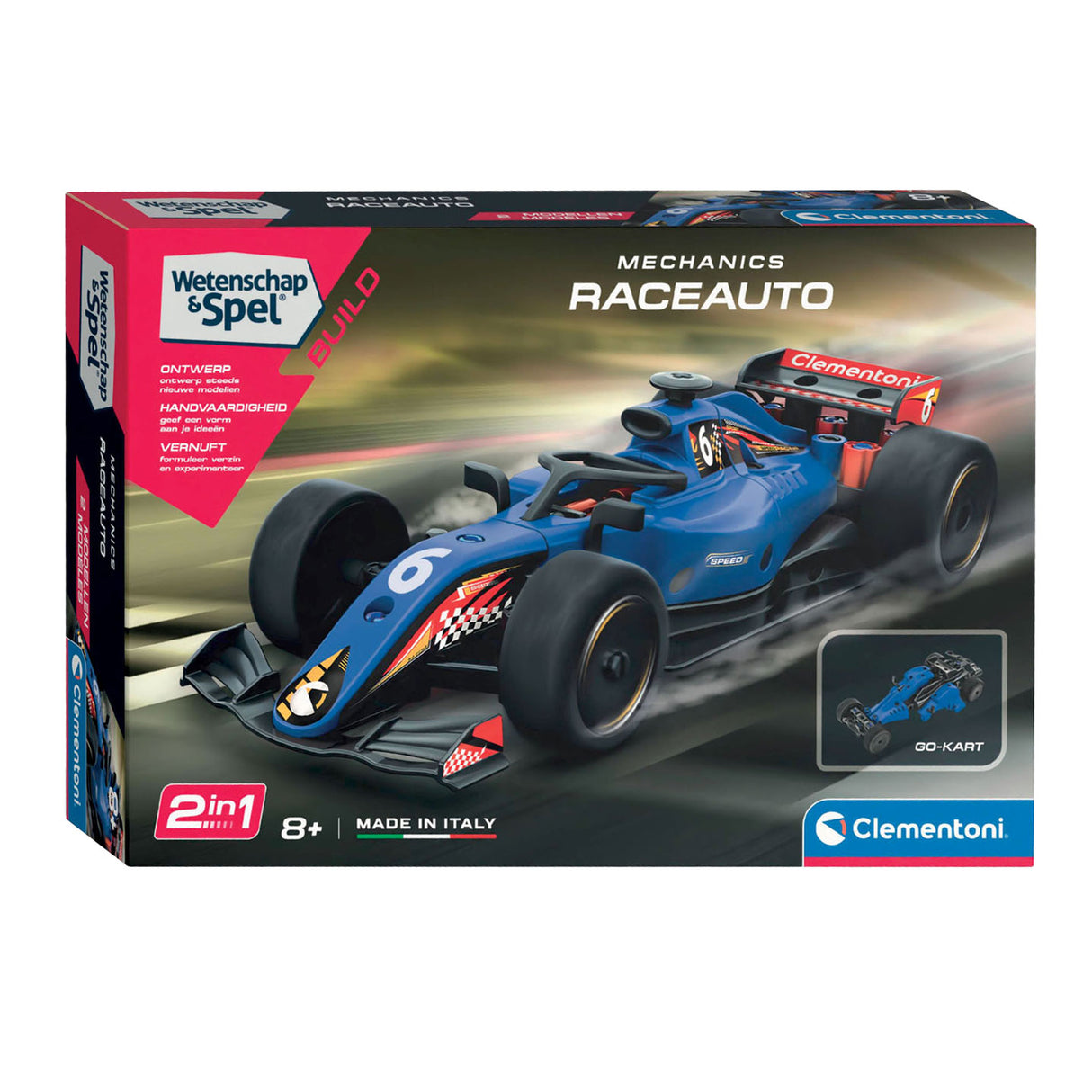 Clementoni wetenschap en spel - mechanics raceauto of go kart 2in1 bouwset - 100+dlg.