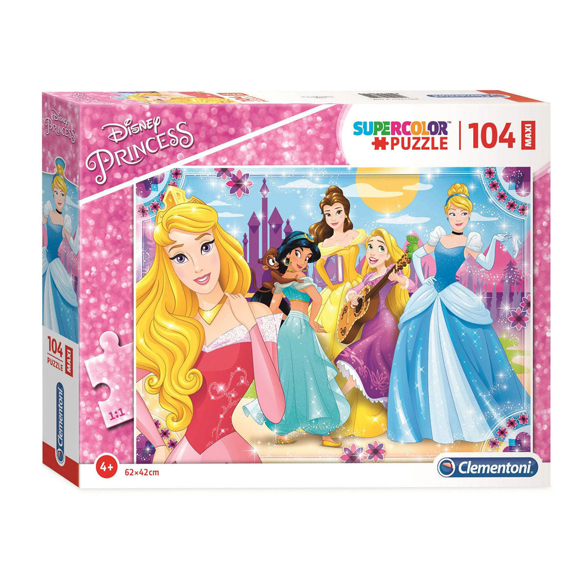 Clementoni legpuzzel super color maxi disney princess, 104st.