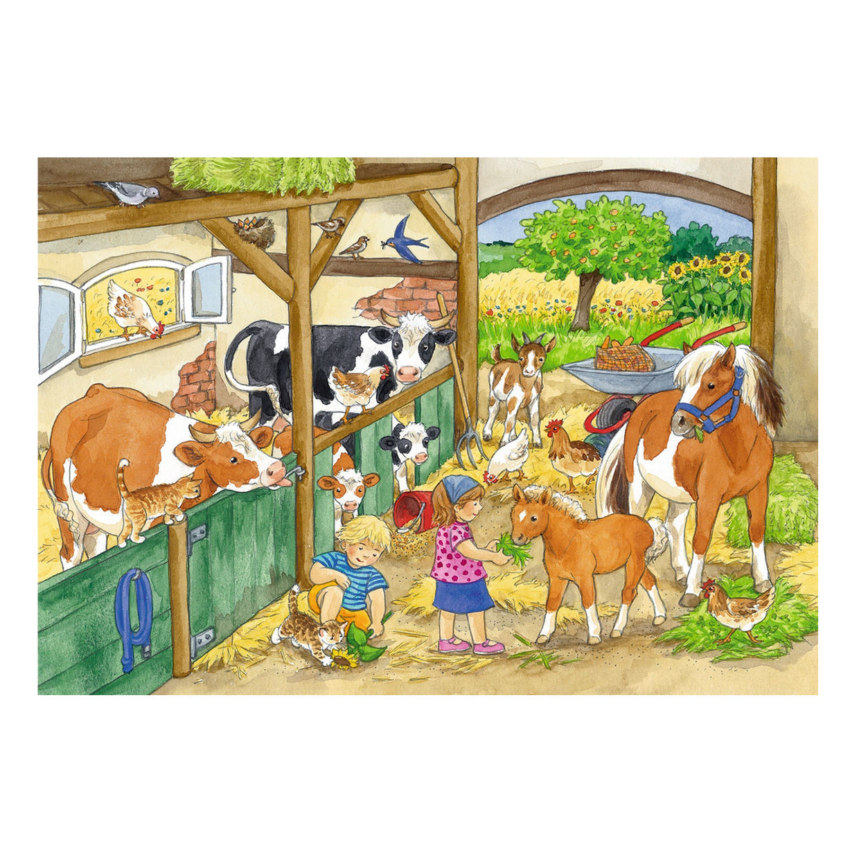 Ravensburger puzzel vrolijk boerderijleven- 2x24 stukjes - kinderpuzzel