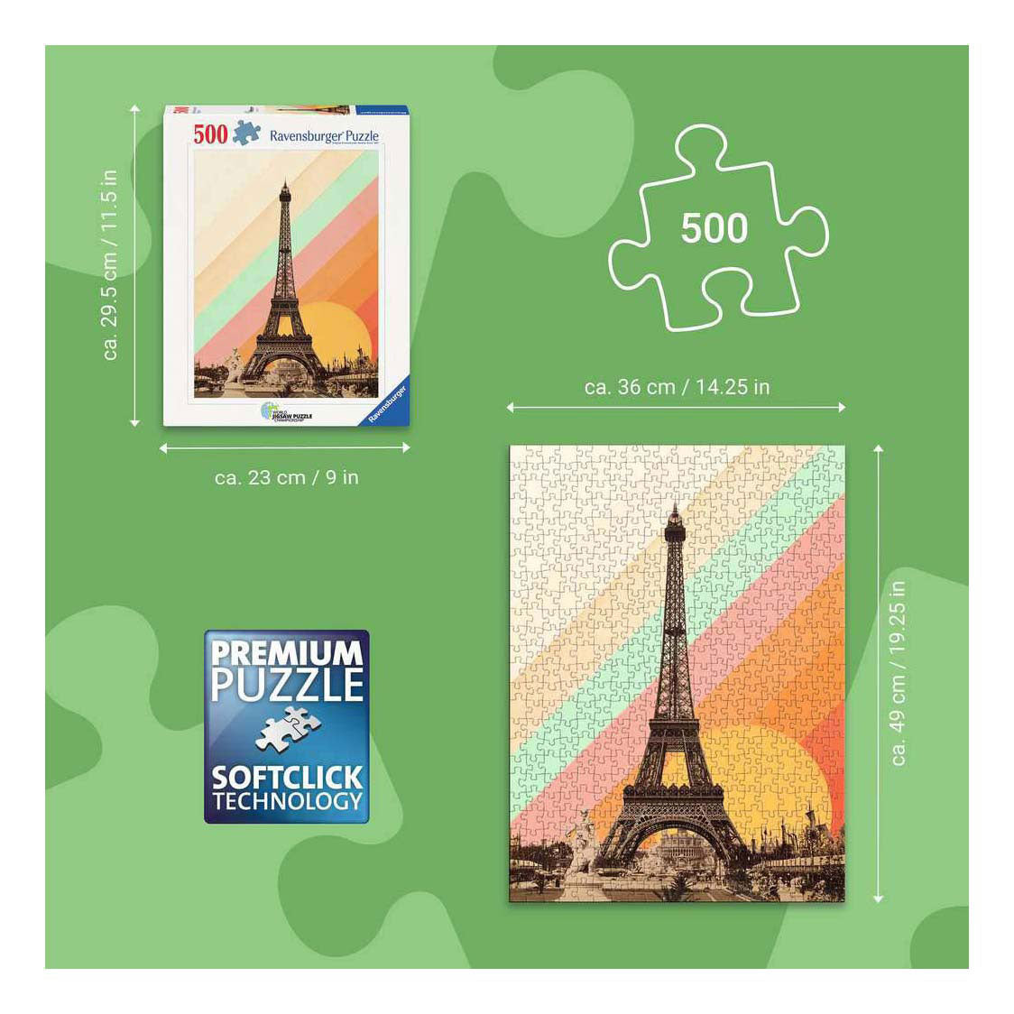 Ravensburger – parijse regenboog – florent bodart – legpuzzel – 500 stukjes