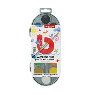 Bruynzeel waterverf 12 kleuren met penseel | 3 stuks