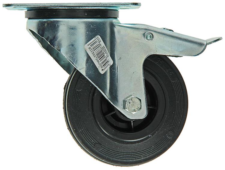 Mack by tente 1049123 - zw wiel bevestigingsplaat + rem rubber met nylon velg 100mm | 6 stuks