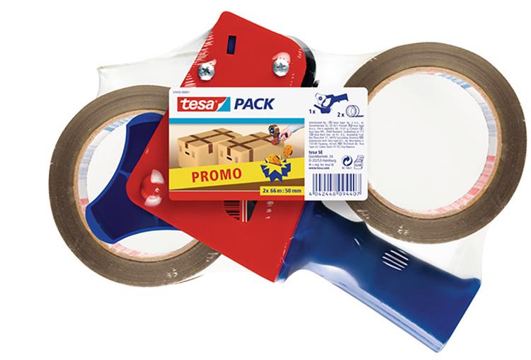 Tesa verpakkingstape + afroller 57455 - set à 2 stuks