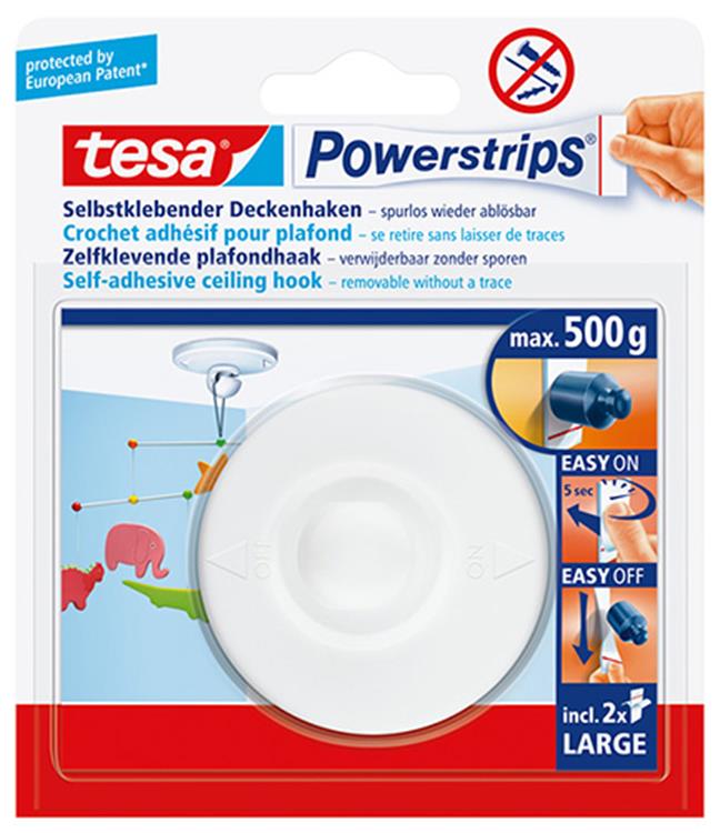 Tesa 1001510 - powerstrips plafondh.wit | 6 stuks