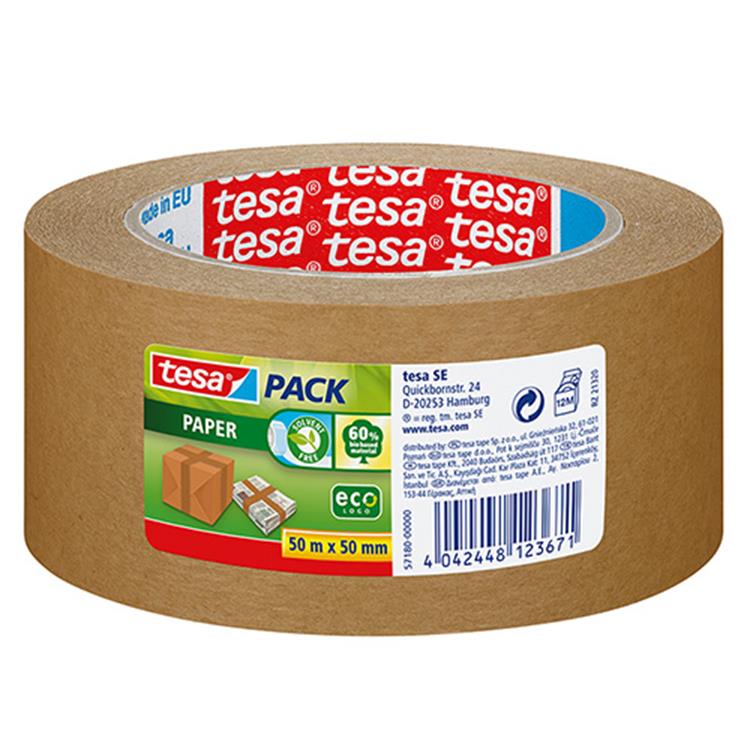 Tesa verpakkingstape papier - bruin - 50mx50mm