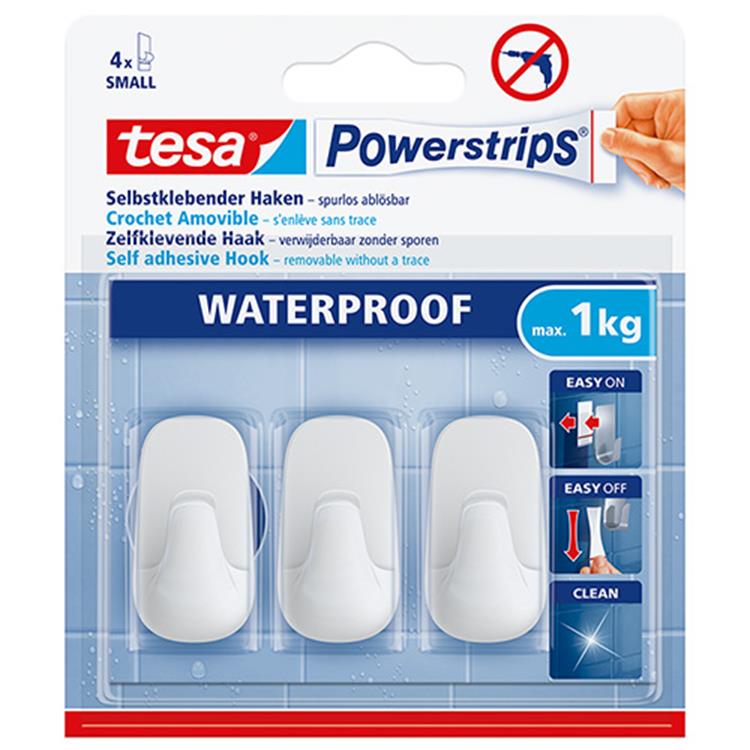 Tesa 1059025 - powerstrips waterproof haken wit small | 8 stuks