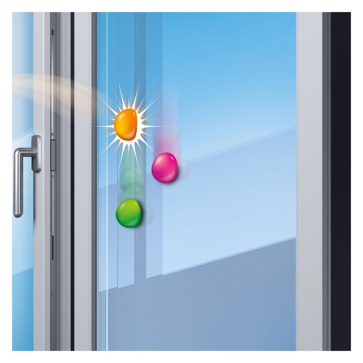 Toi-toys raamkruiper knijpballen neon, 3st.