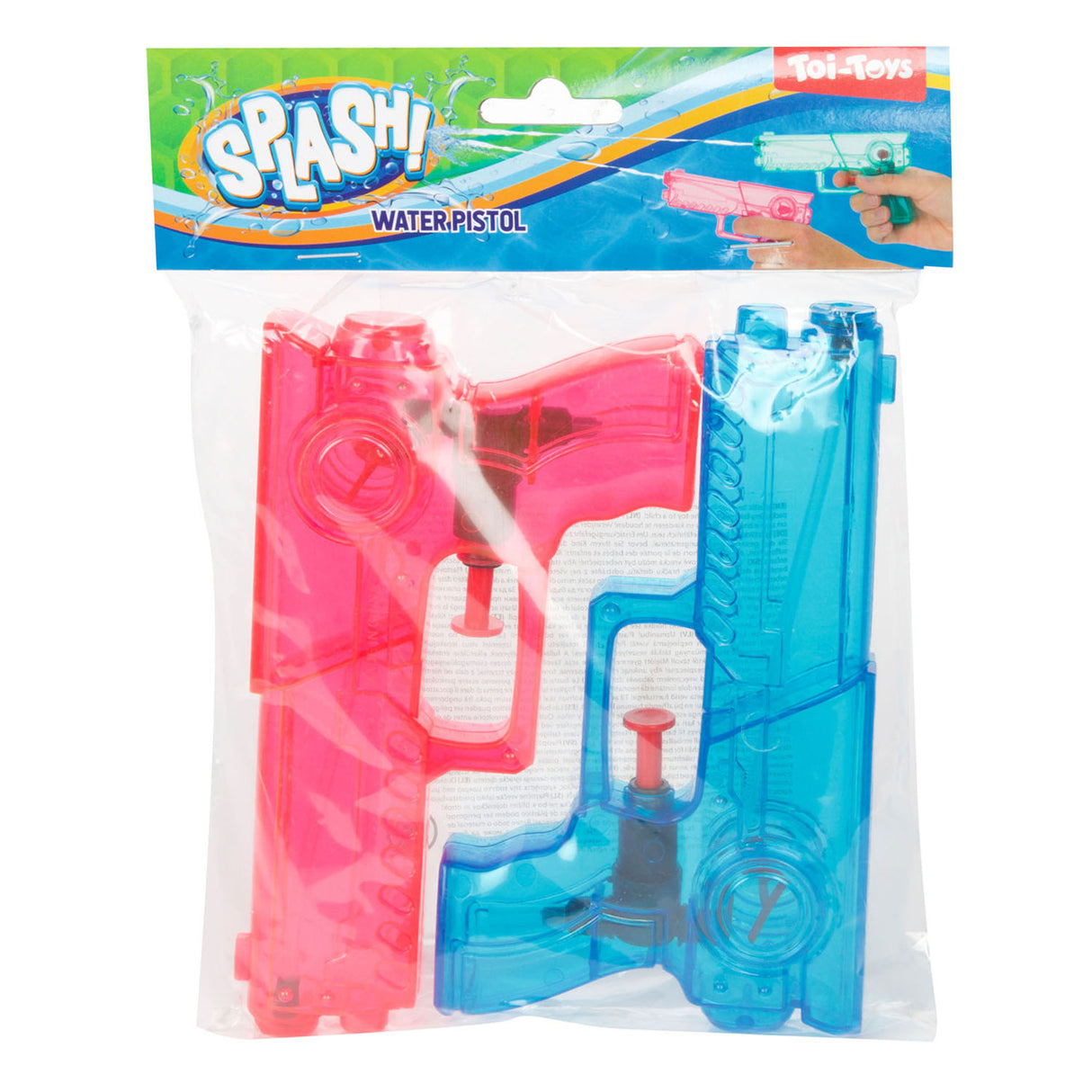 Toi-toys toi toys splash transparant waterpistool set a 2 stuks 2 assorti