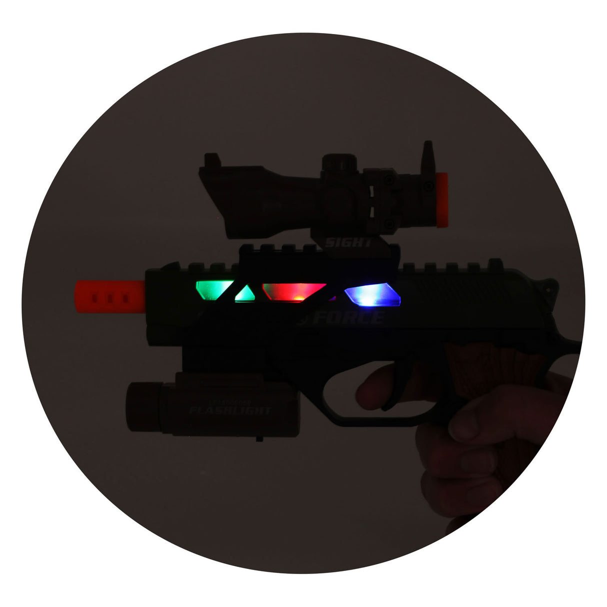 Toi-toys alfafox militair pistool met demper + zaklamp + licht en geluid