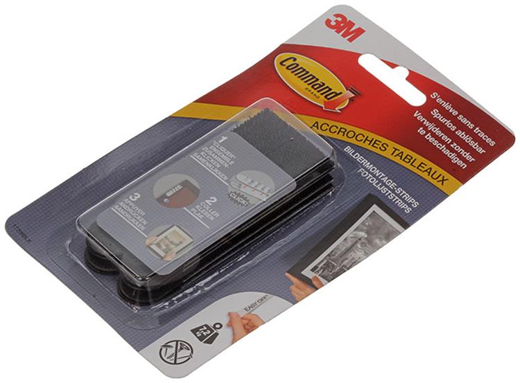 3m command fotolijststrip, large, draagvermogen 7,2 kg, zwart, blister van 8 stuks