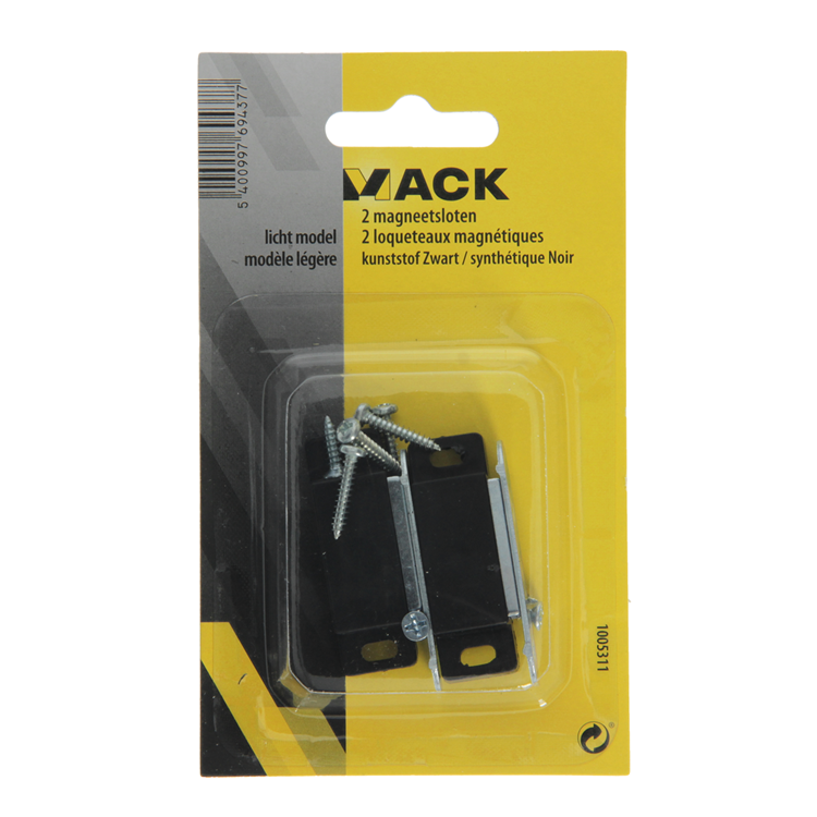 Mack 1005311 - 2 magneetsloten, licht model, kunststof zwart | 10 stuks