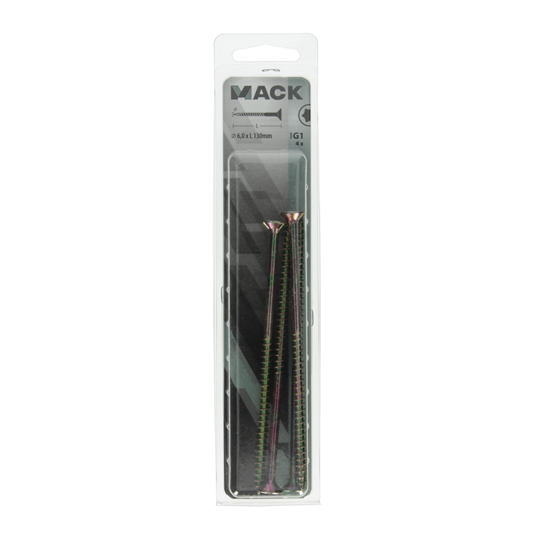Mack 1006981 - spaanplschrf. vzkop-zelfb geelverzinkt 4st 6 x 130mm | 5 stuks