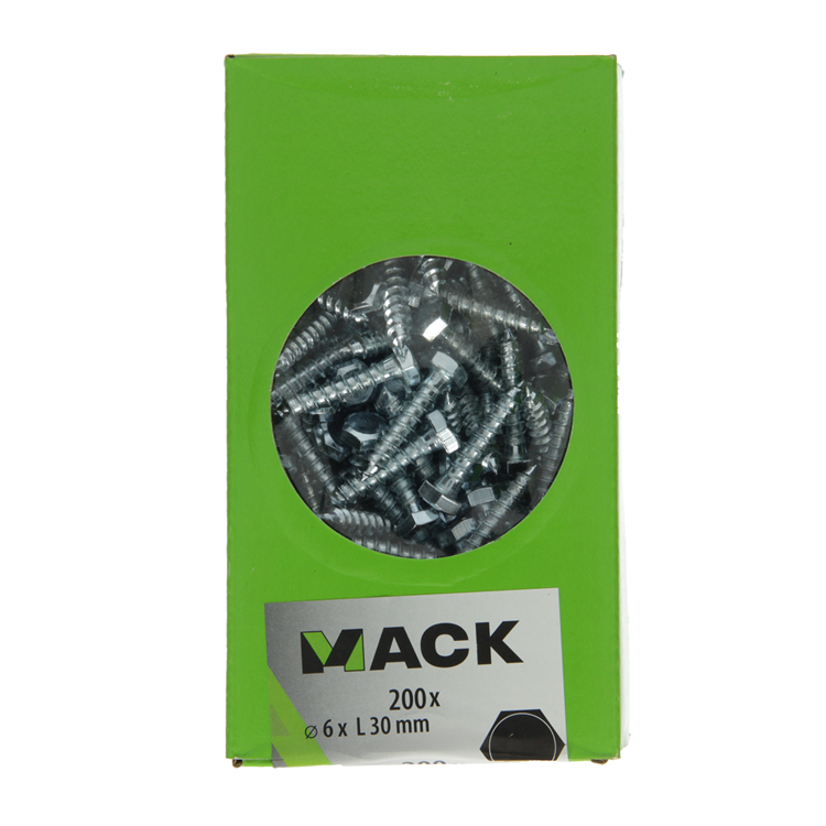 Mack 1007028 - houtdraadbout staal verzinkt 200 st 6 x 30 mm | 3 stuks
