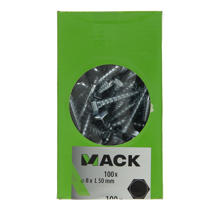 Mack 1007038 - houtdraadbout staal verzinkt 100 st 8 x 50 mm | 2 stuks