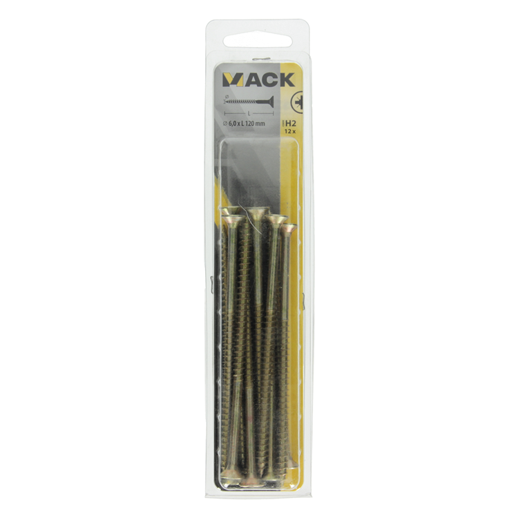 Mack 1017999 - spaanplaatschroef vz kop geelverz. 12st 6,0 x 120 mm | 5 stuks