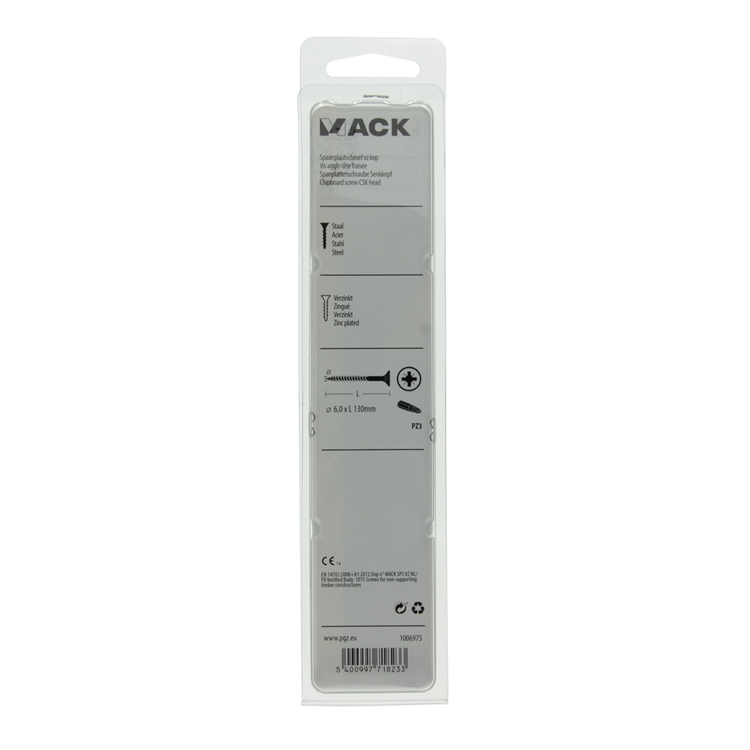 Mack 1006975 - spaanplaatschroef vz kop geelverzinkt 4st 6 x 130mm | 5 stuks