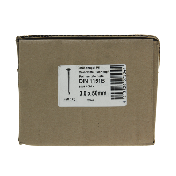 1015643 - doos 5 kg. nagels platte kop 3,0x50 mm | 2 stuks