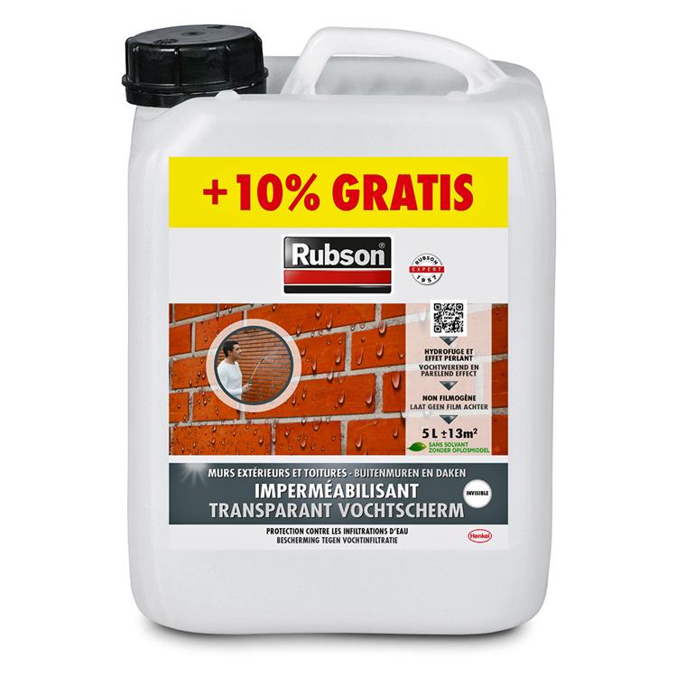 Rubson transparant vochtscherm 5.5 liter | vochtwerende coating buitenmuur gevel dak impregneren