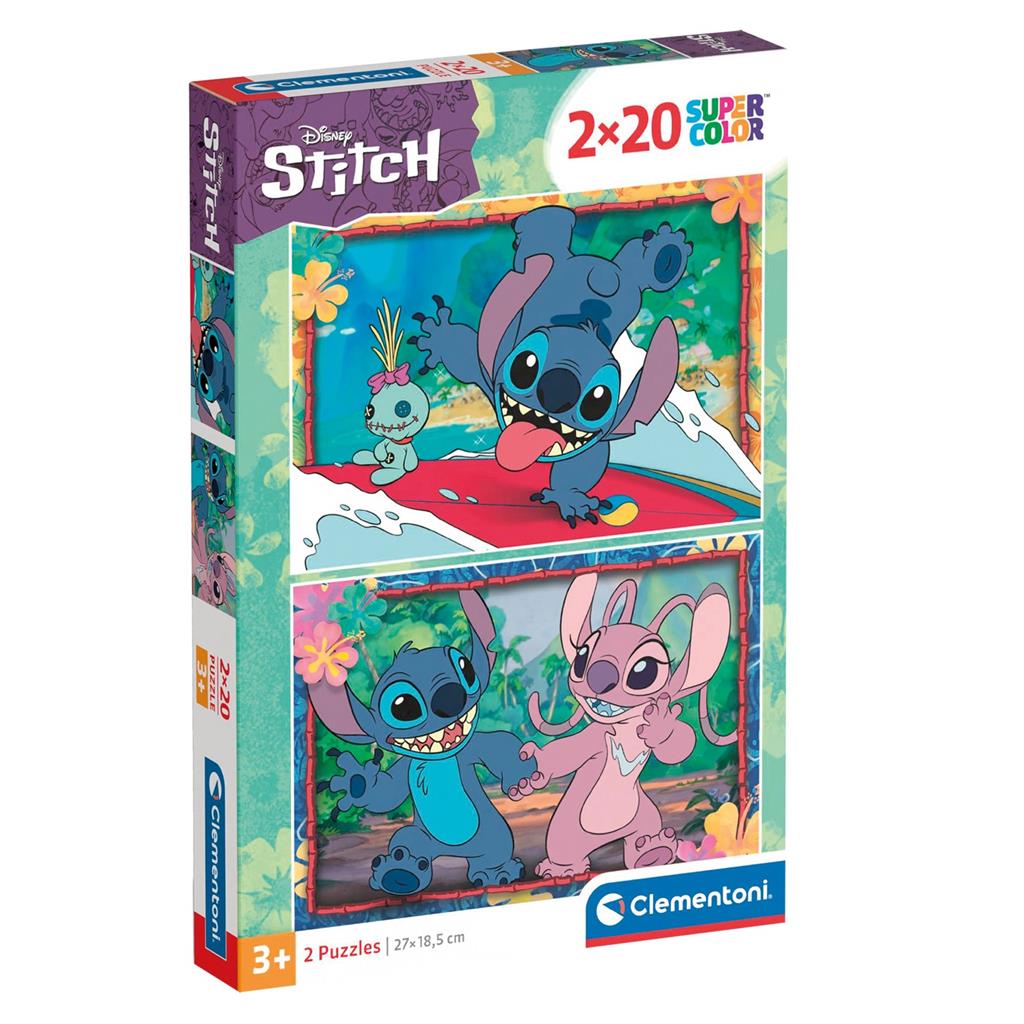 Clementoni - puzzel - 2x20 stukjes - stitch disney - kinderpuzzel - vanaf 3 jaar