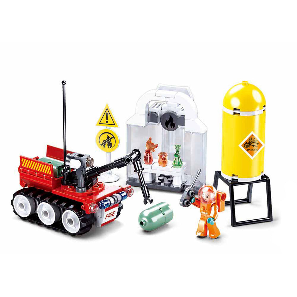 Sluban fire robot drill bouwspeelgoed kinderen vanaf 6 jaar – constructiespeelgoed modelbouw brandweer robot – bouwdoos met 130 bouwstenen en 1 minifiguur – m38-b0963