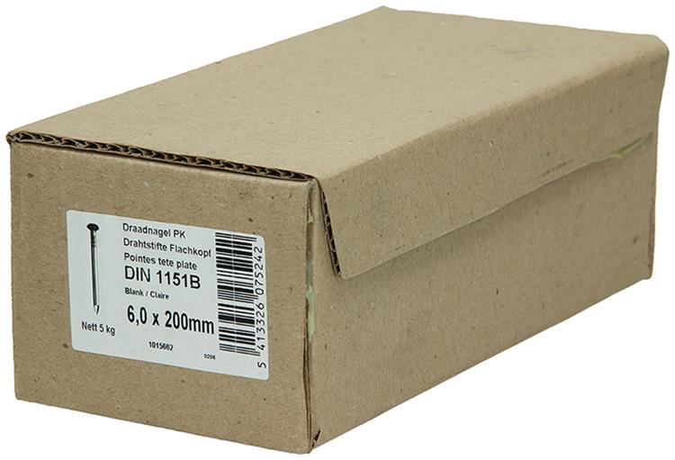 1015662 - doos 5 kg. nagels platte kop 6,5x200 mm | 2 stuks