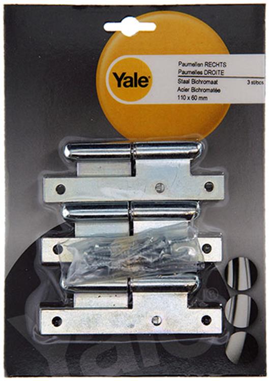 Yale 1019136 - 3 stalen paumellen verzinkt rechts 110x60mm | 2 stuks